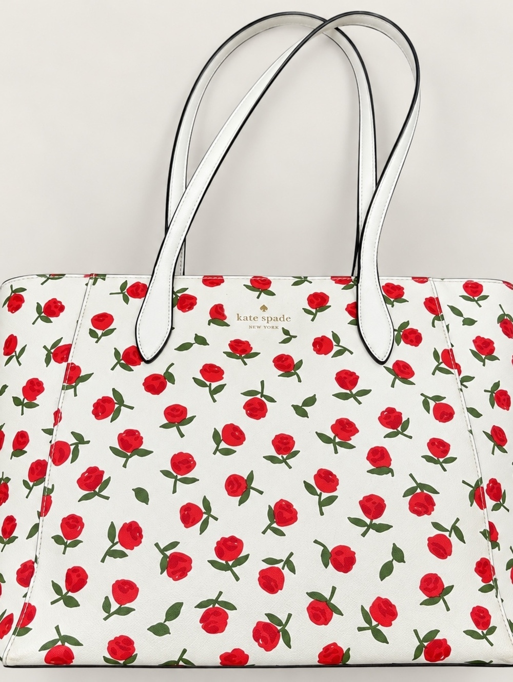Kate Spade Dana Ivory Rose Toss Saffiano Tote Bag Floral Shoulder Purse